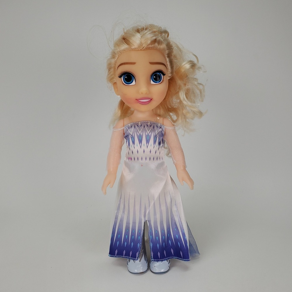 Disney Frozen 2 Elsa Doll Jakks Pacific 14 Inch White Purple Gown Blonde Hair